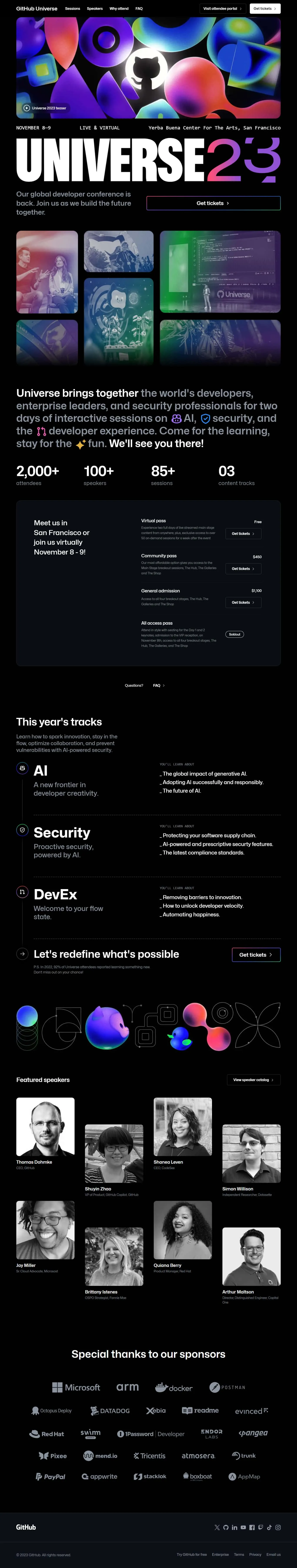 Screenshot of the GitHub Universe 2023 web app clone