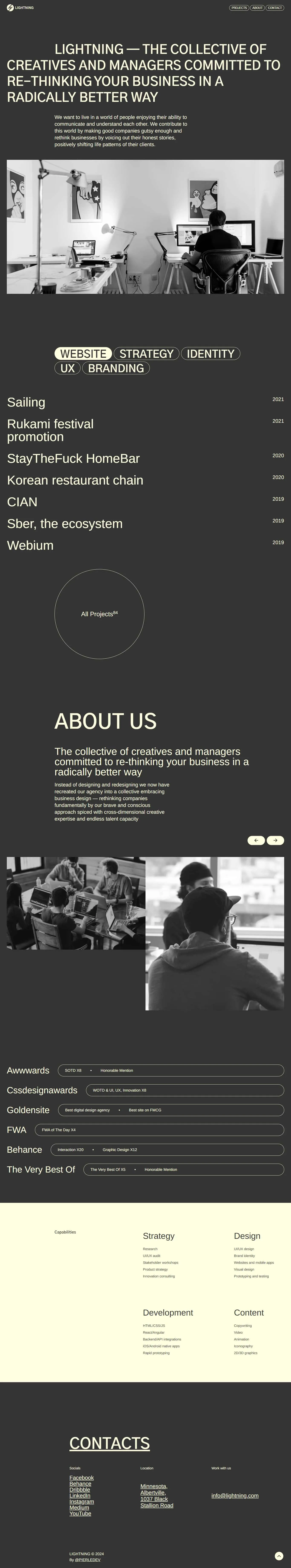 Screenshot of Lightning home page